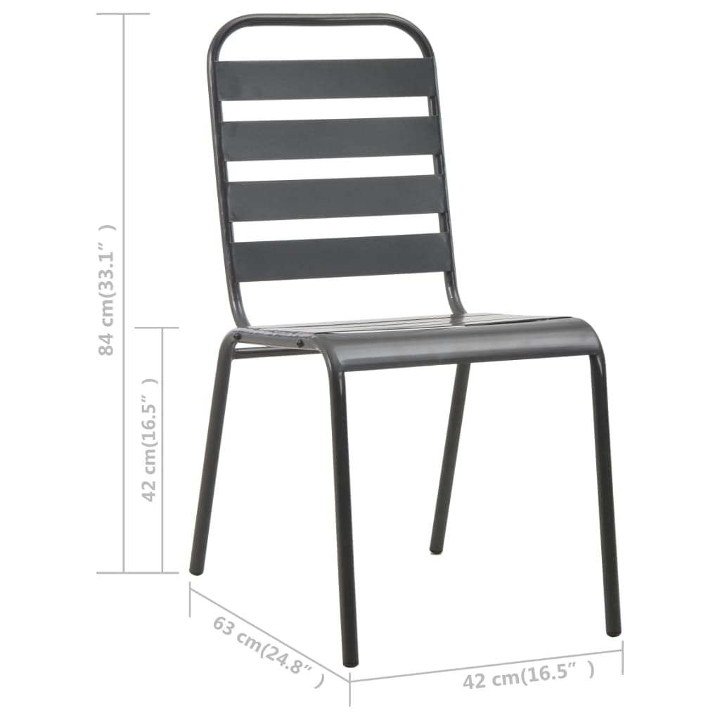 Stackable Outdoor Chairs Set of 2 Steel Gray D7663