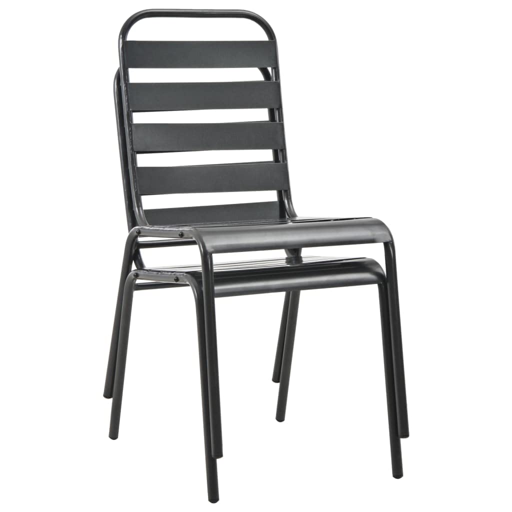 Stackable Outdoor Chairs Set of 2 Steel Gray D7663