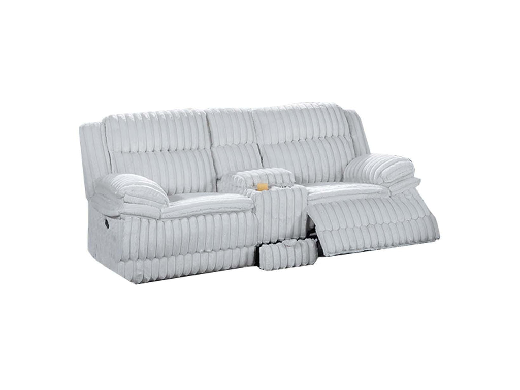Light Gray Corduroy Loveseat Recliner with Console Drawer I867042