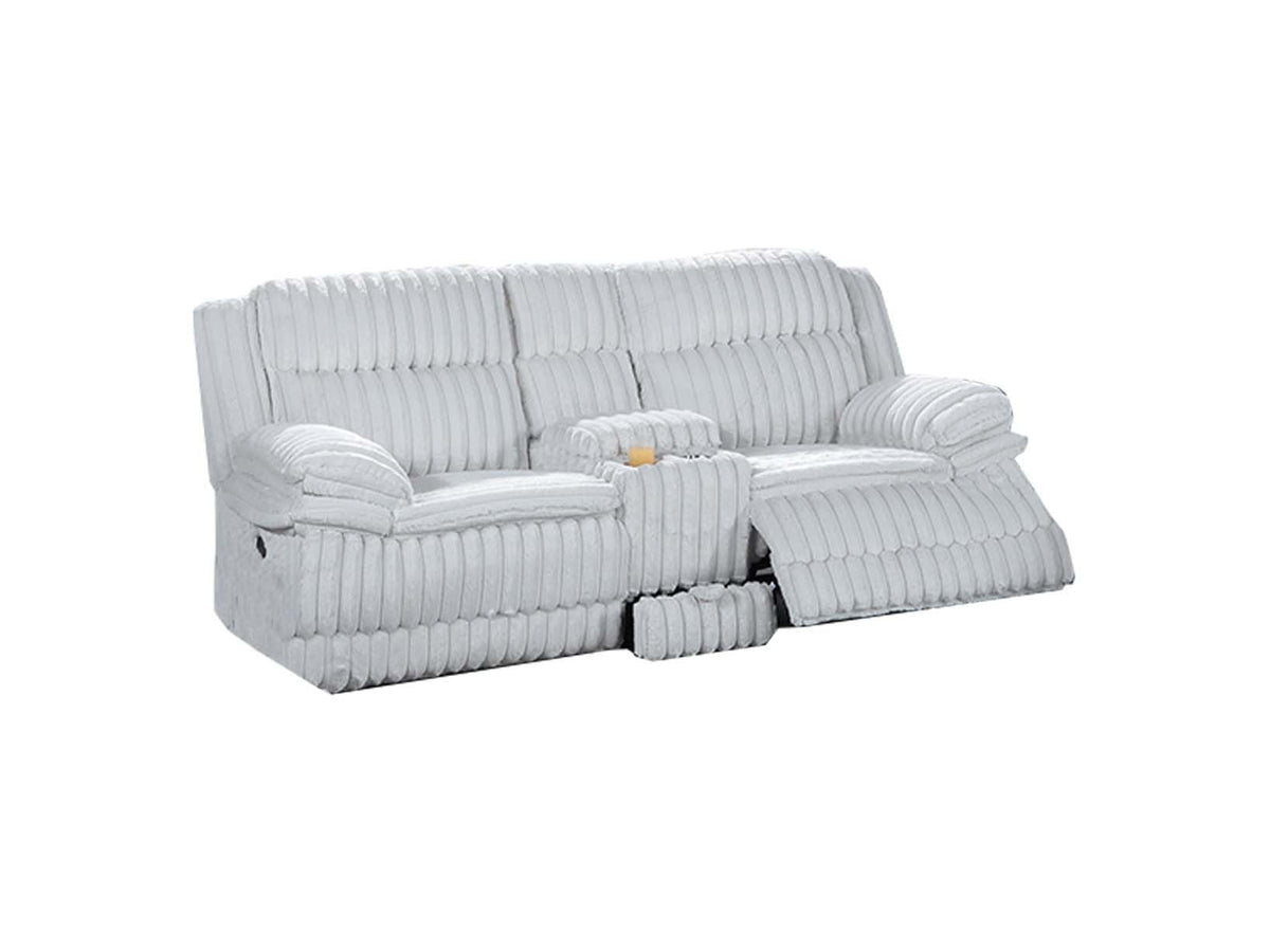 Light Gray Corduroy Loveseat Recliner with Console Drawer I867042