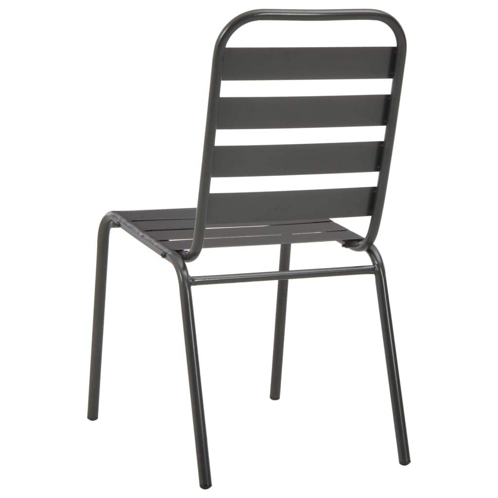 Stackable Outdoor Chairs Set of 2 Steel Gray D7663