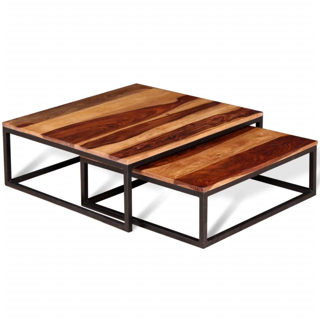 Two Piece Nesting Coffee Table Set Solid Sheesham Wood U638308