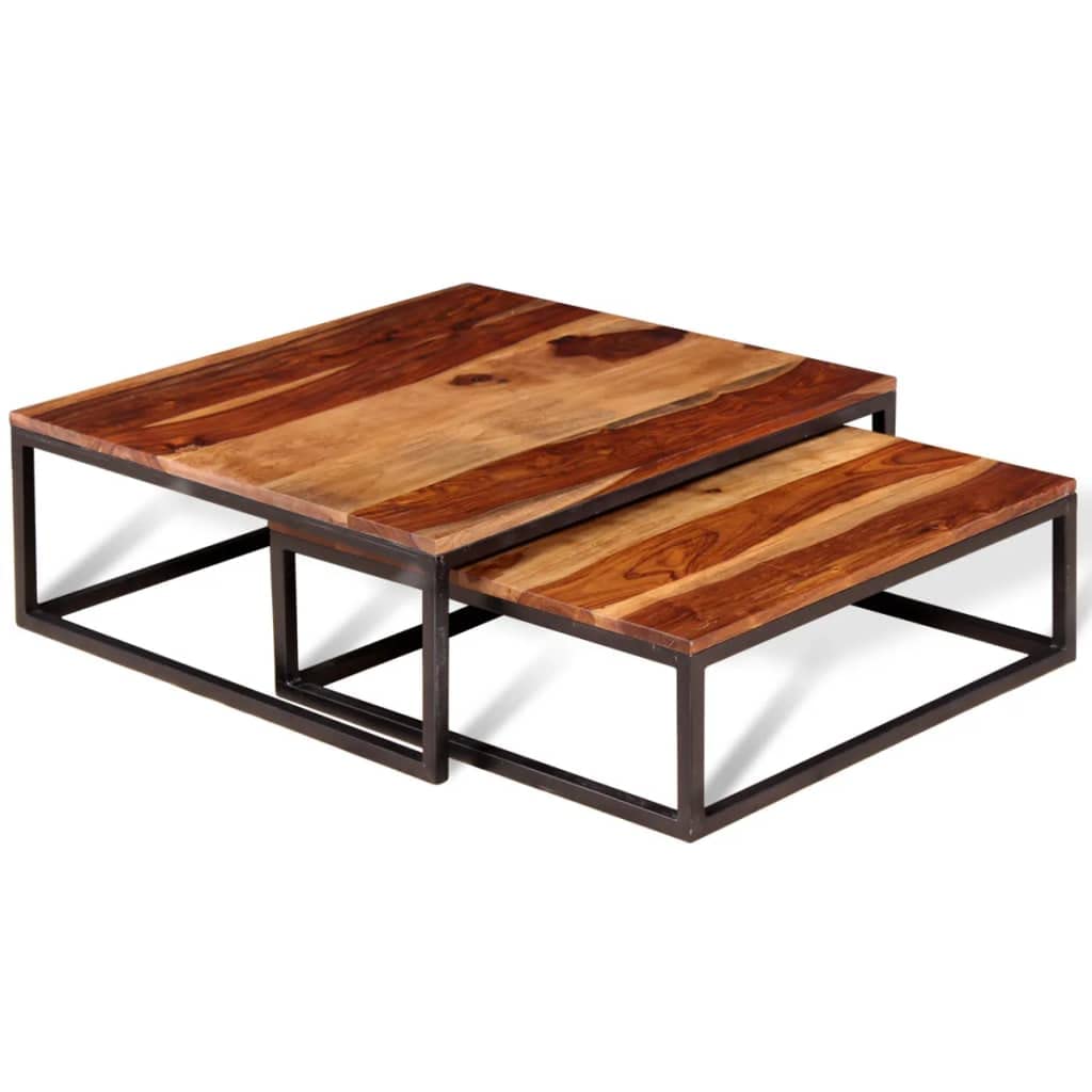 Two Piece Nesting Coffee Table Set Solid Sheesham Wood U638308