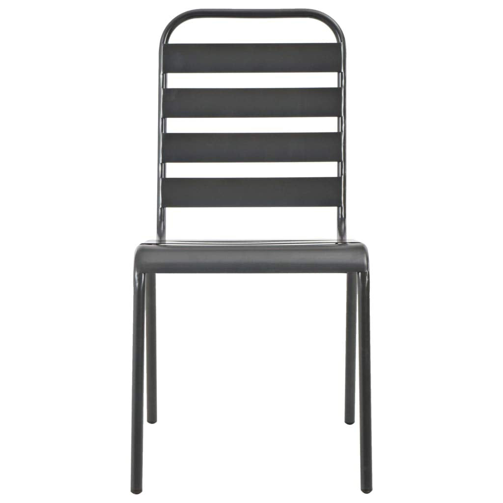 Stackable Outdoor Chairs Set of 2 Steel Gray D7663