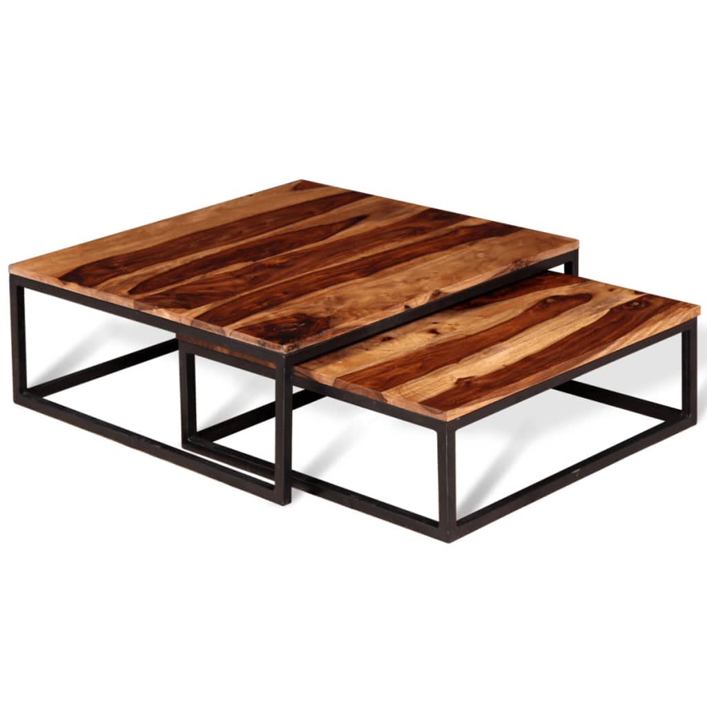 Two Piece Nesting Coffee Table Set Solid Sheesham Wood U638308