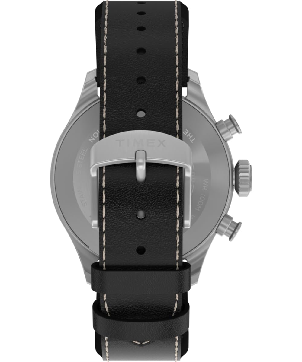 41 mm Quartz Watch Brown Leather Strap Black Dial Stainless Steel Case X98851
