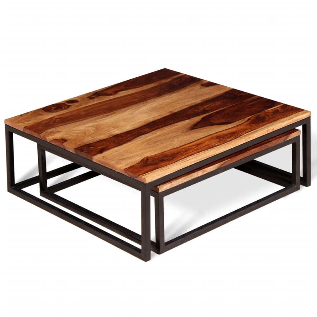 Two Piece Nesting Coffee Table Set Solid Sheesham Wood U638308