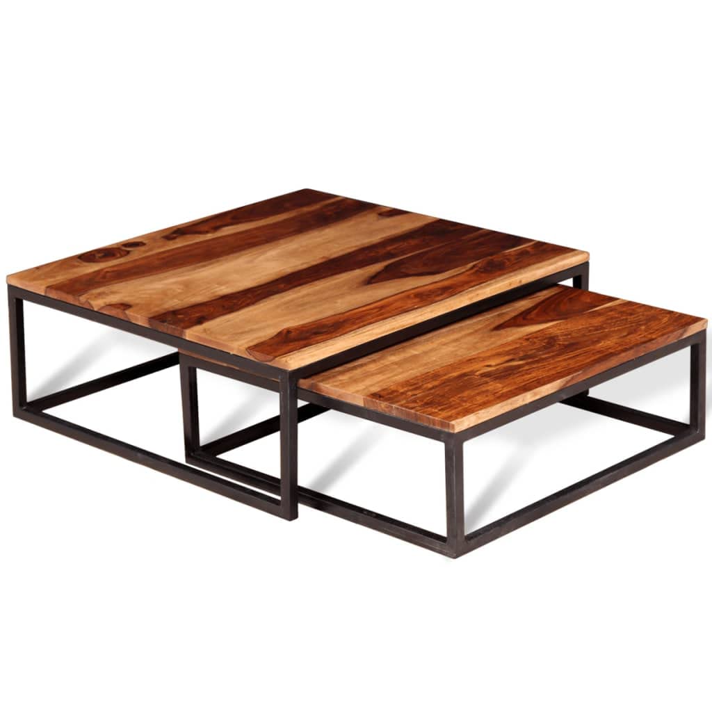 Two Piece Nesting Coffee Table Set Solid Sheesham Wood U638308