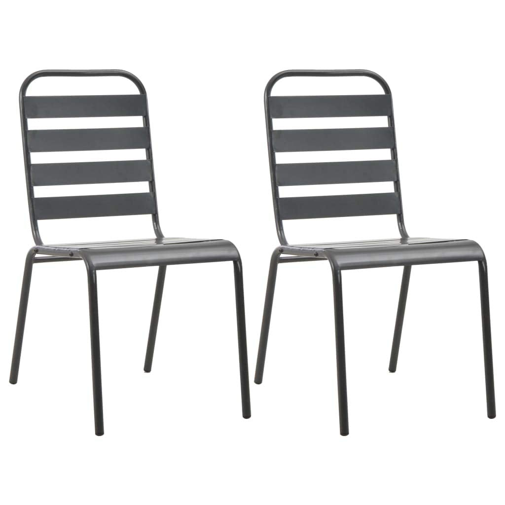 Stackable Outdoor Chairs Set of 2 Steel Gray D7663