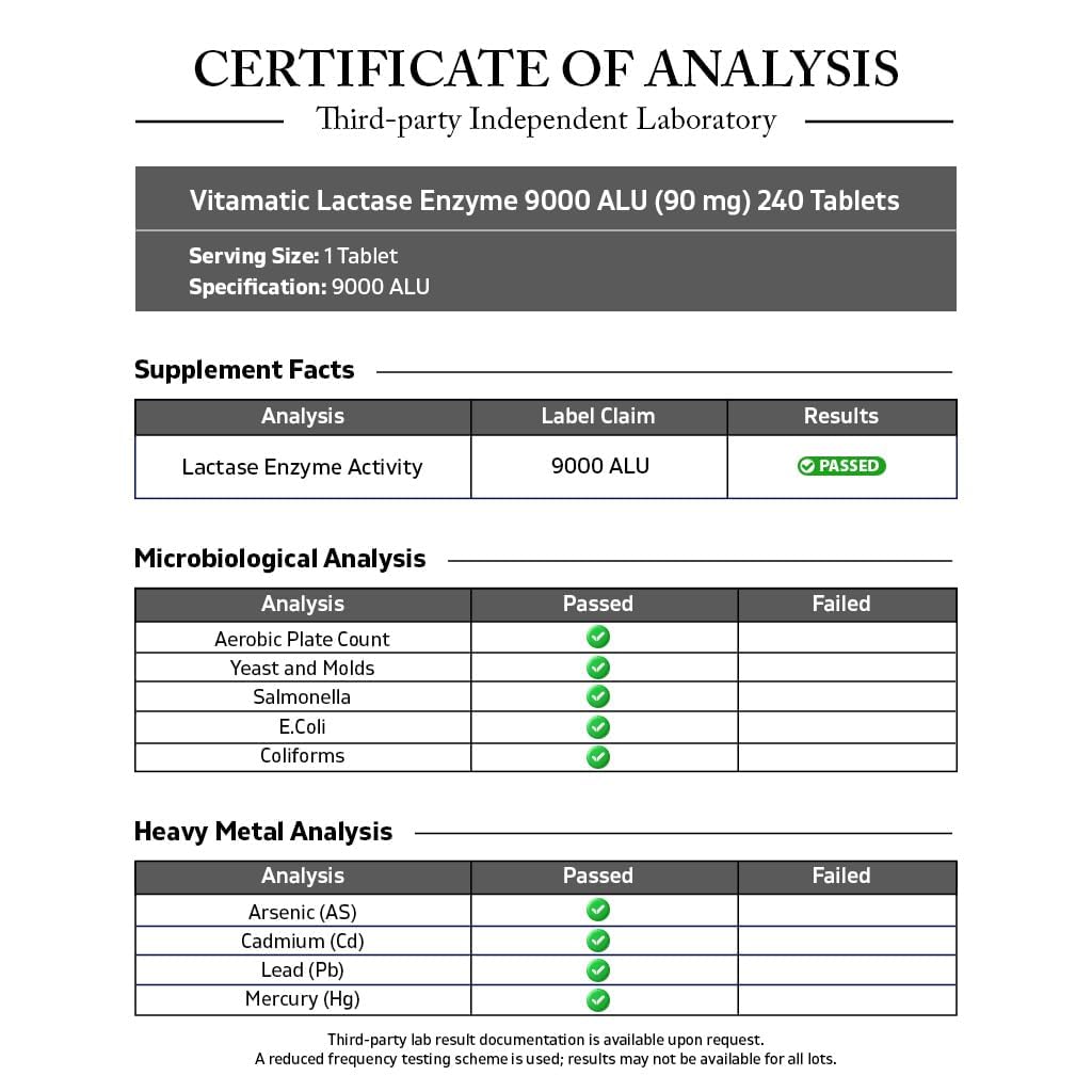 Lactase Enzyme 9000 FCC 240 Tablets C898218