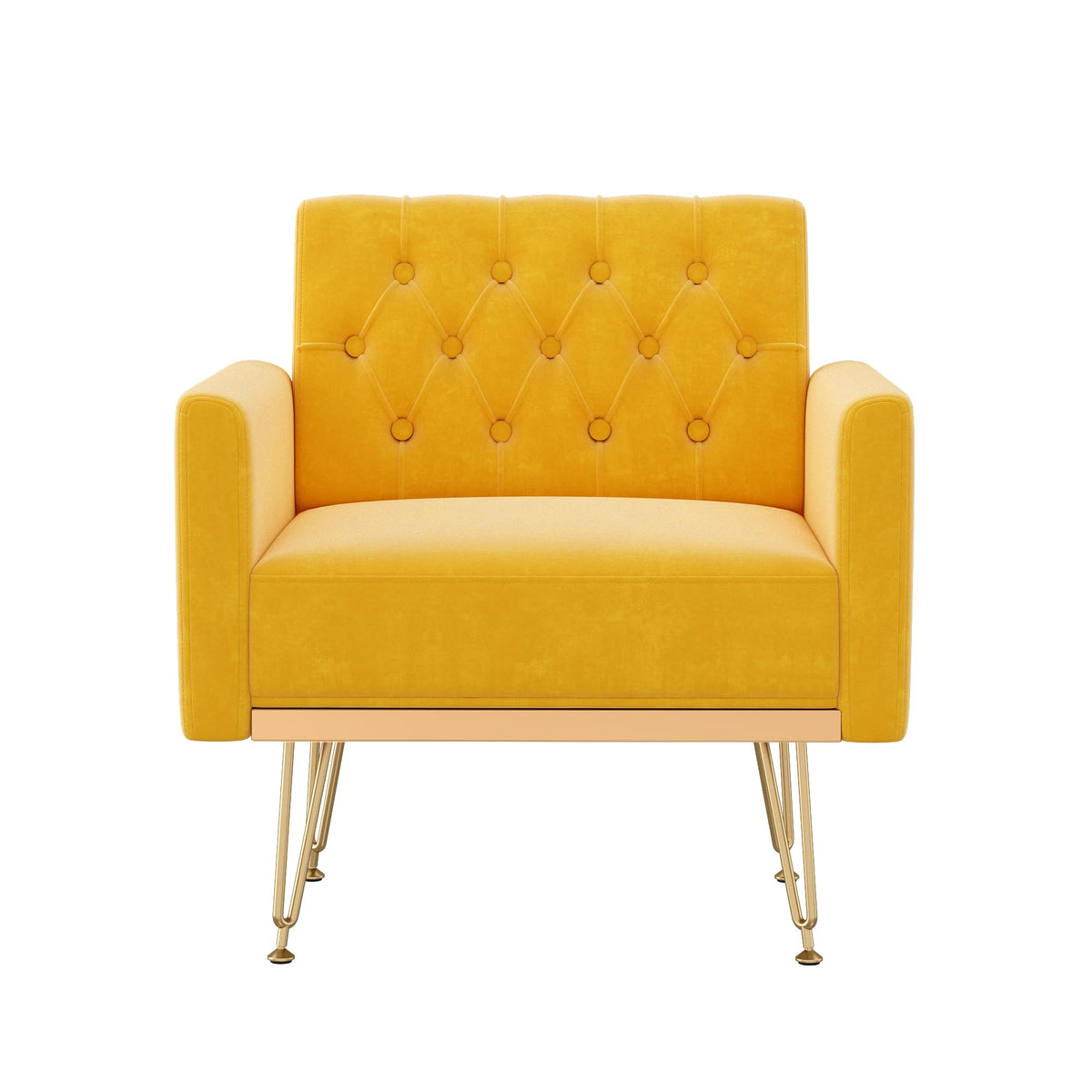 Velvet Single Sofa Chair with Tufted Back and Metal Legs L772616