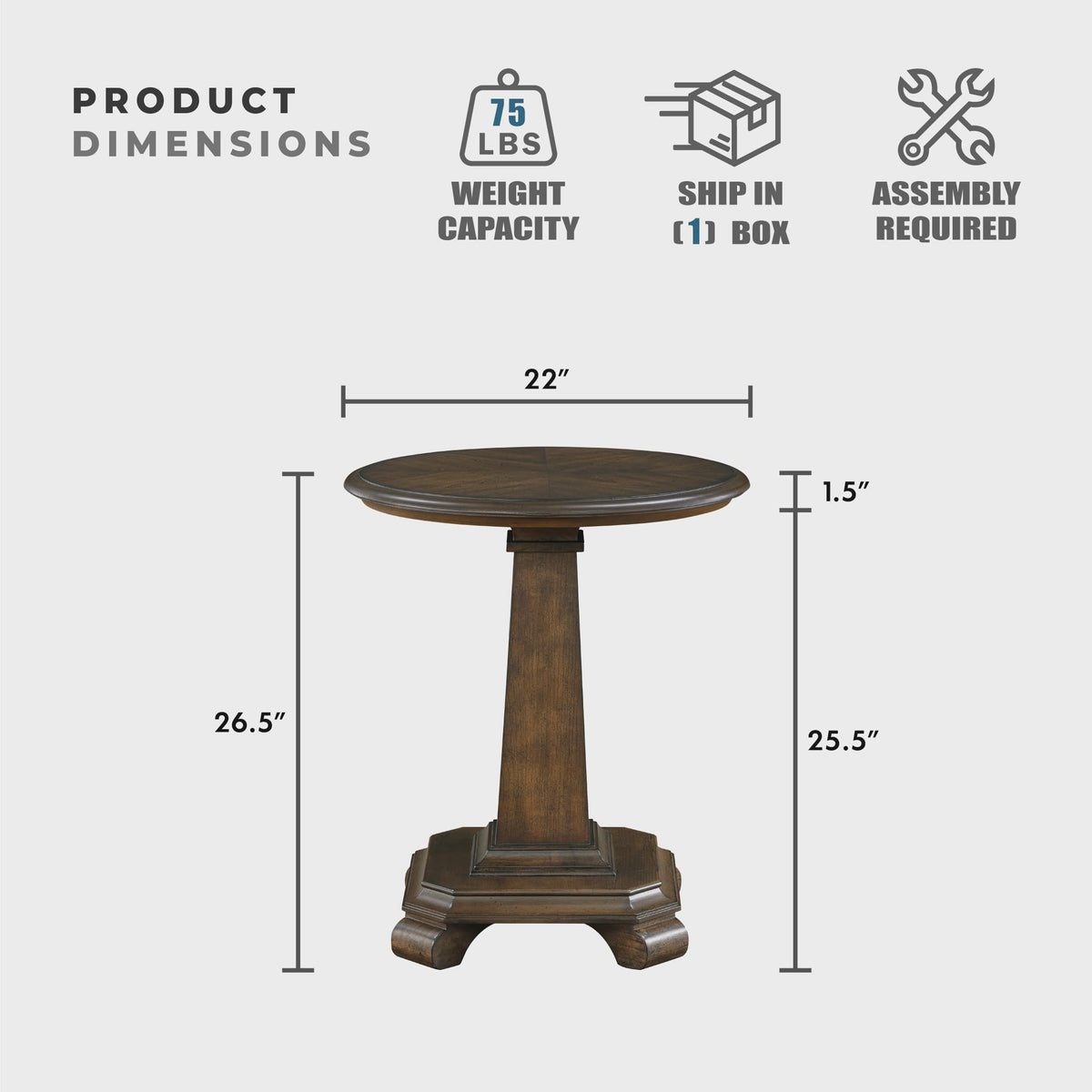 22" Round Wood End Table U957