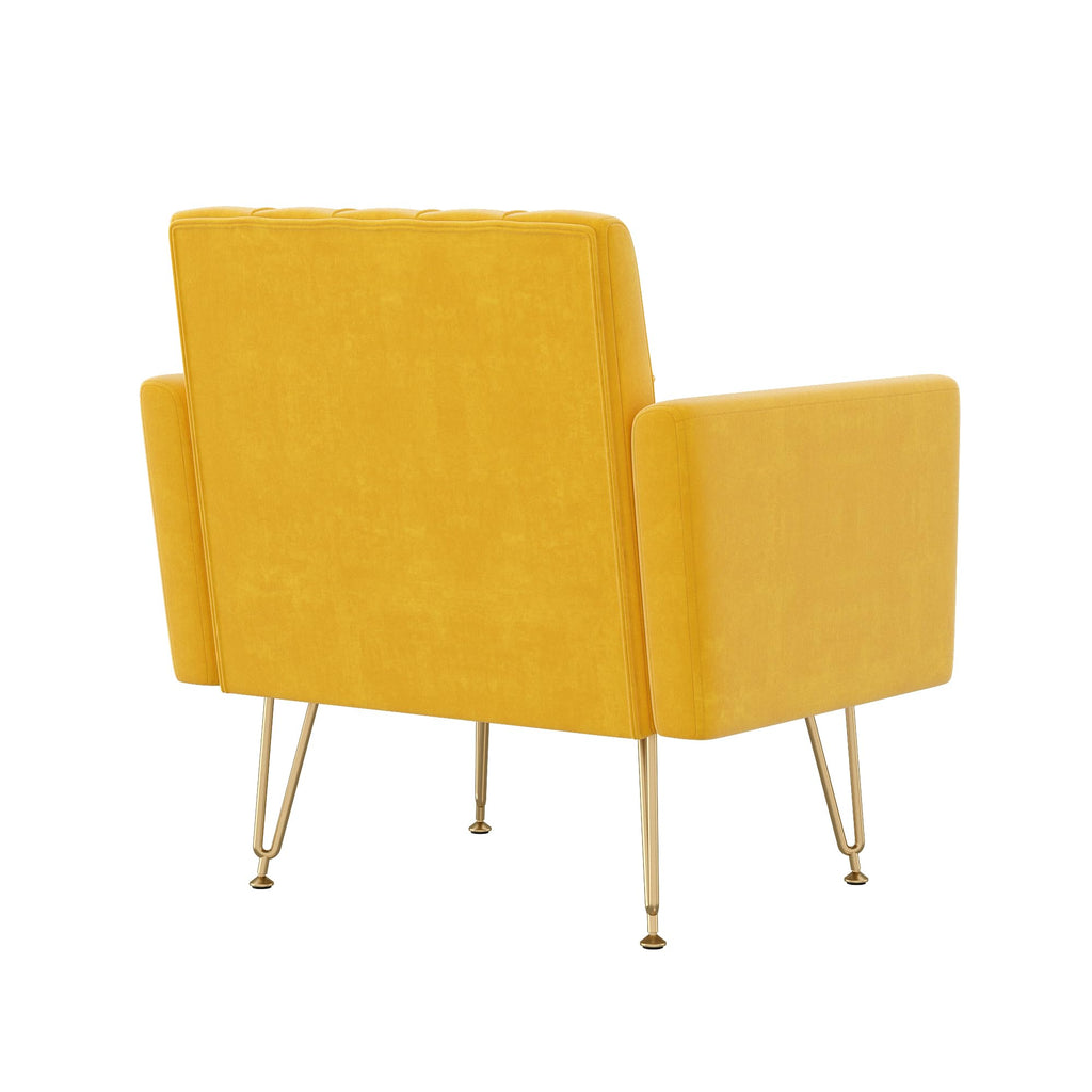 Velvet Single Sofa Chair with Tufted Back and Metal Legs L772616