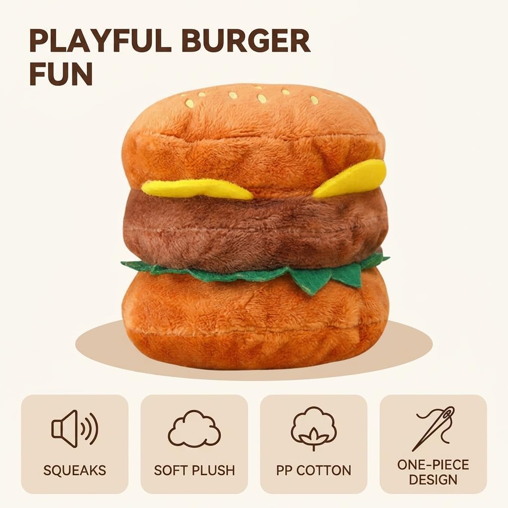 Hamburger Shape Dog Squeaky Toy S426042