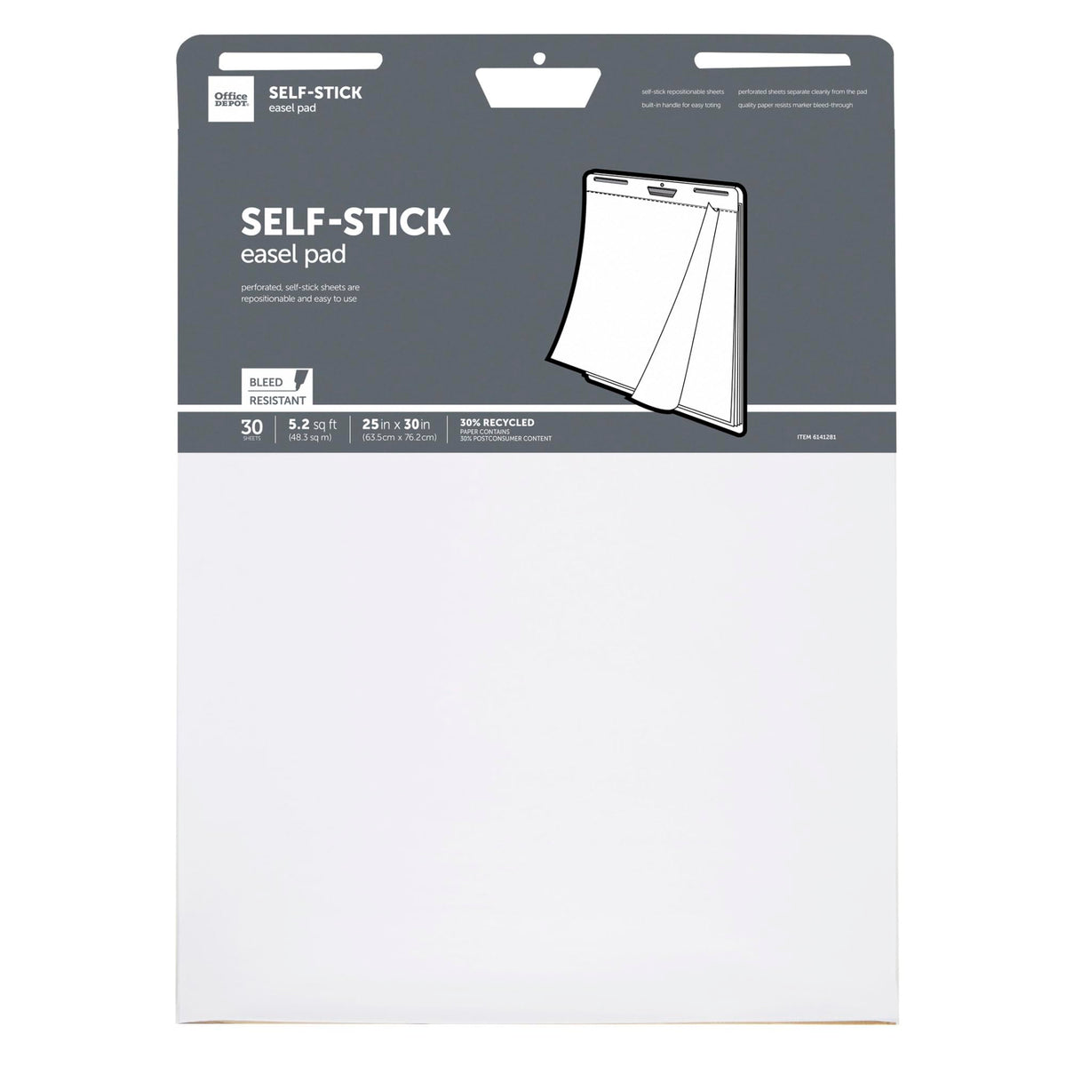 Self-Stick Easel Pad, 25" x 30", 30 Sheets, 30% Recycled, White J84909