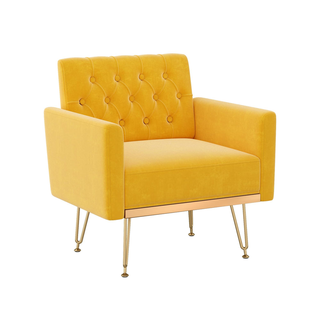 Velvet Single Sofa Chair with Tufted Back and Metal Legs L772616