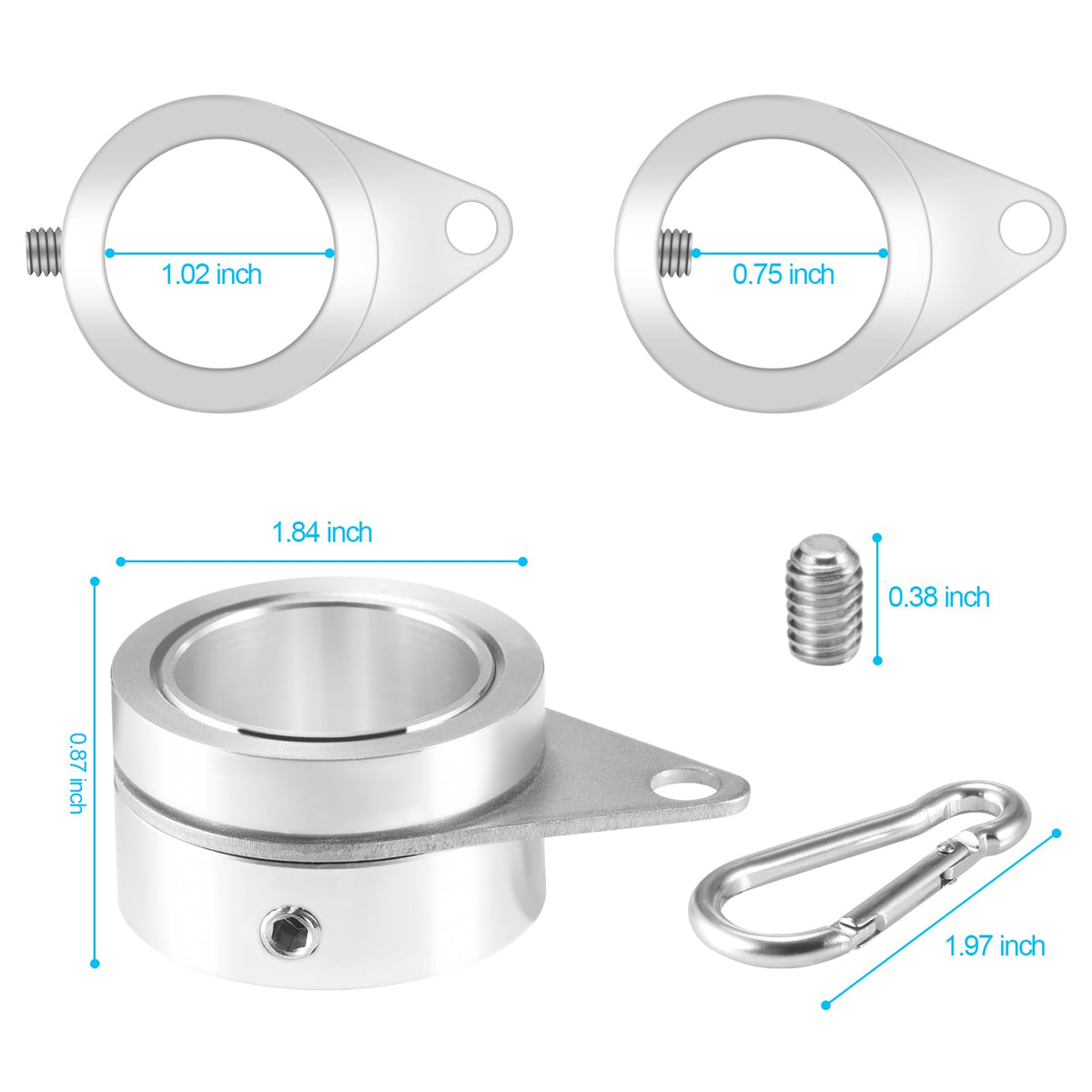 1" Aluminum Alloy Flag Pole Rings 2 Pcs K4463