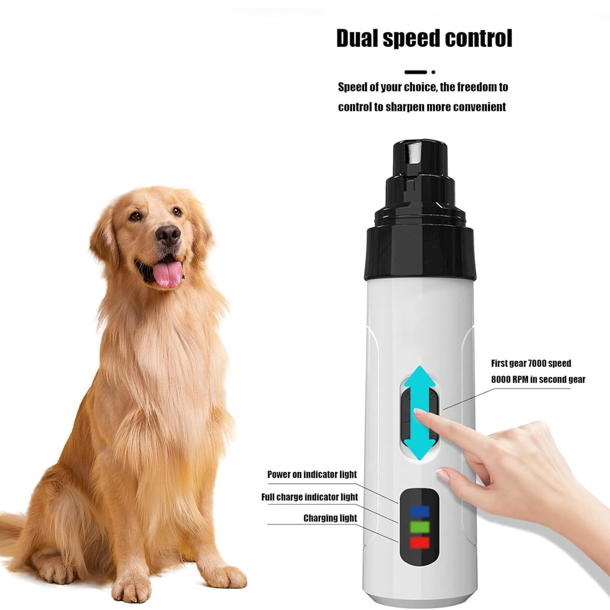 Cortador De Uñas Sin Estrés USB Rechargeable Automatic Pet Nail Trimmer A924
