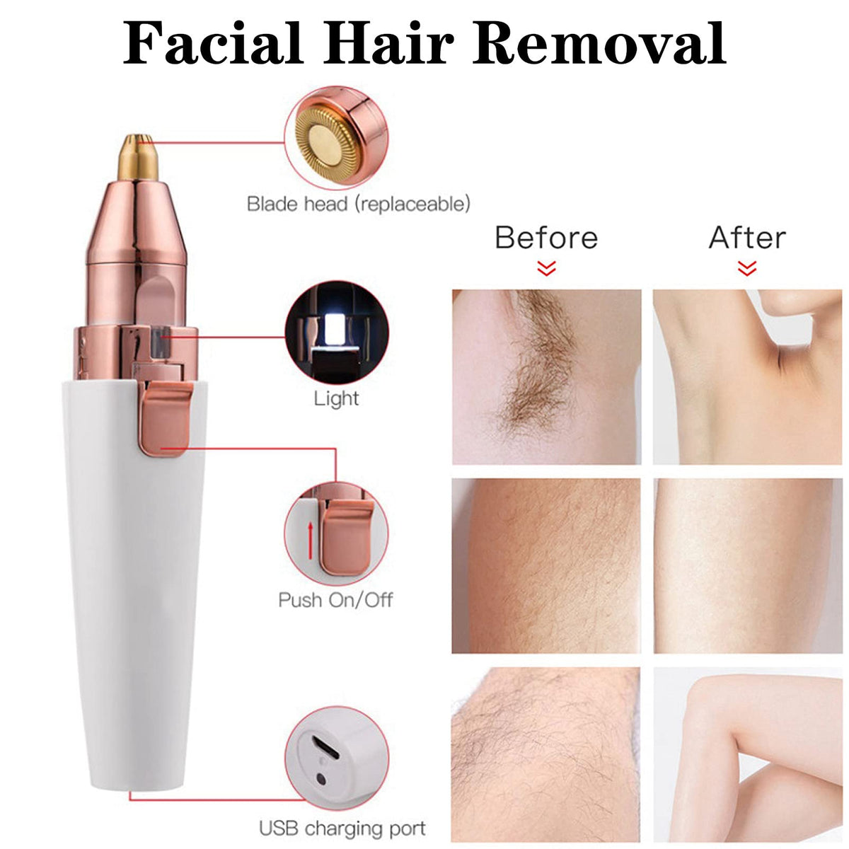 Rechargeable Facial Hair Remover Y614245