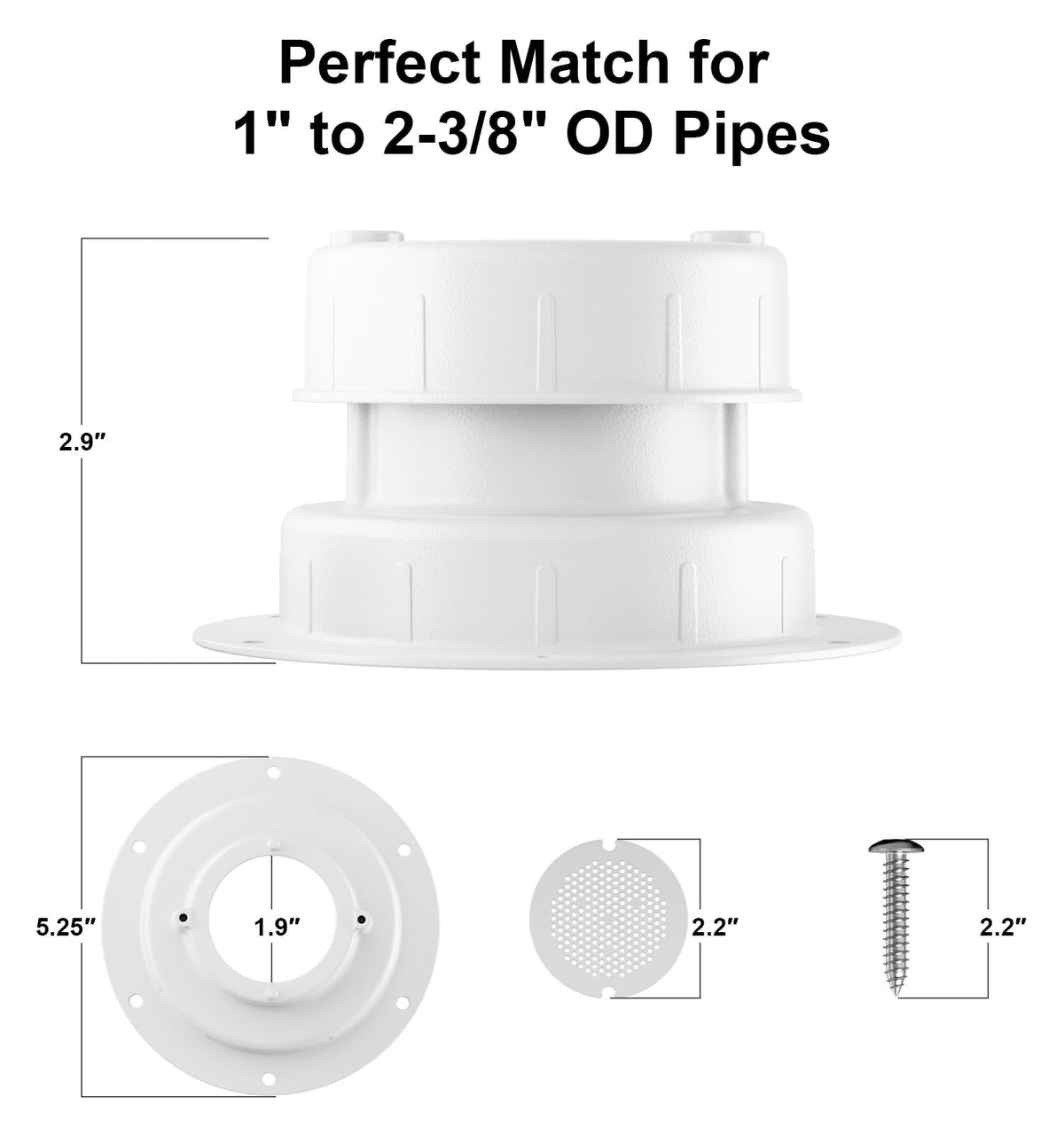 Aluminum RV Sewer Vent Cap with Screen T33472