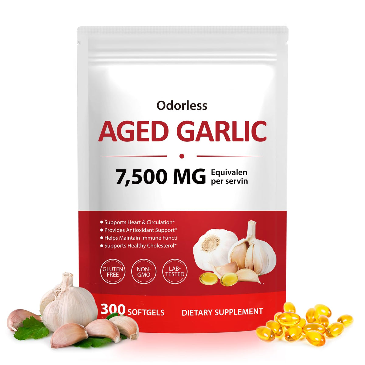 Odorless Garlic Softgels 7500mg 300 Softgels Y817550