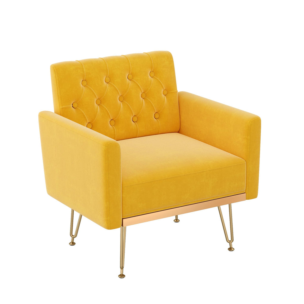 Velvet Single Sofa Chair with Tufted Back and Metal Legs L772616
