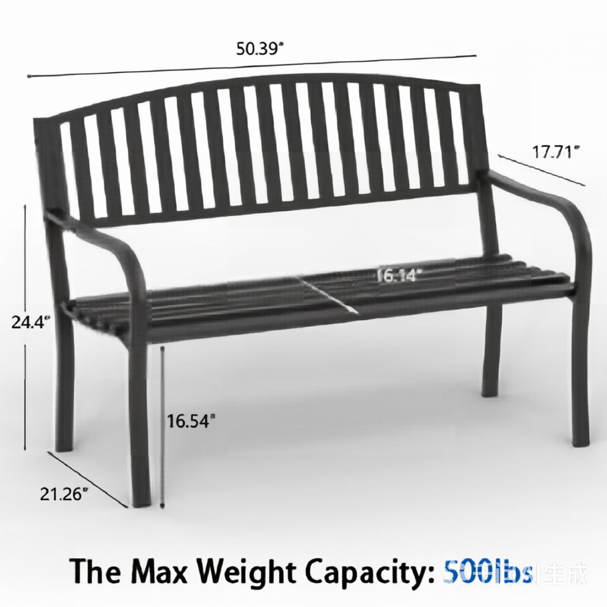 50'' Weatherproof Cast Iron Metal Outdoor Bench F905