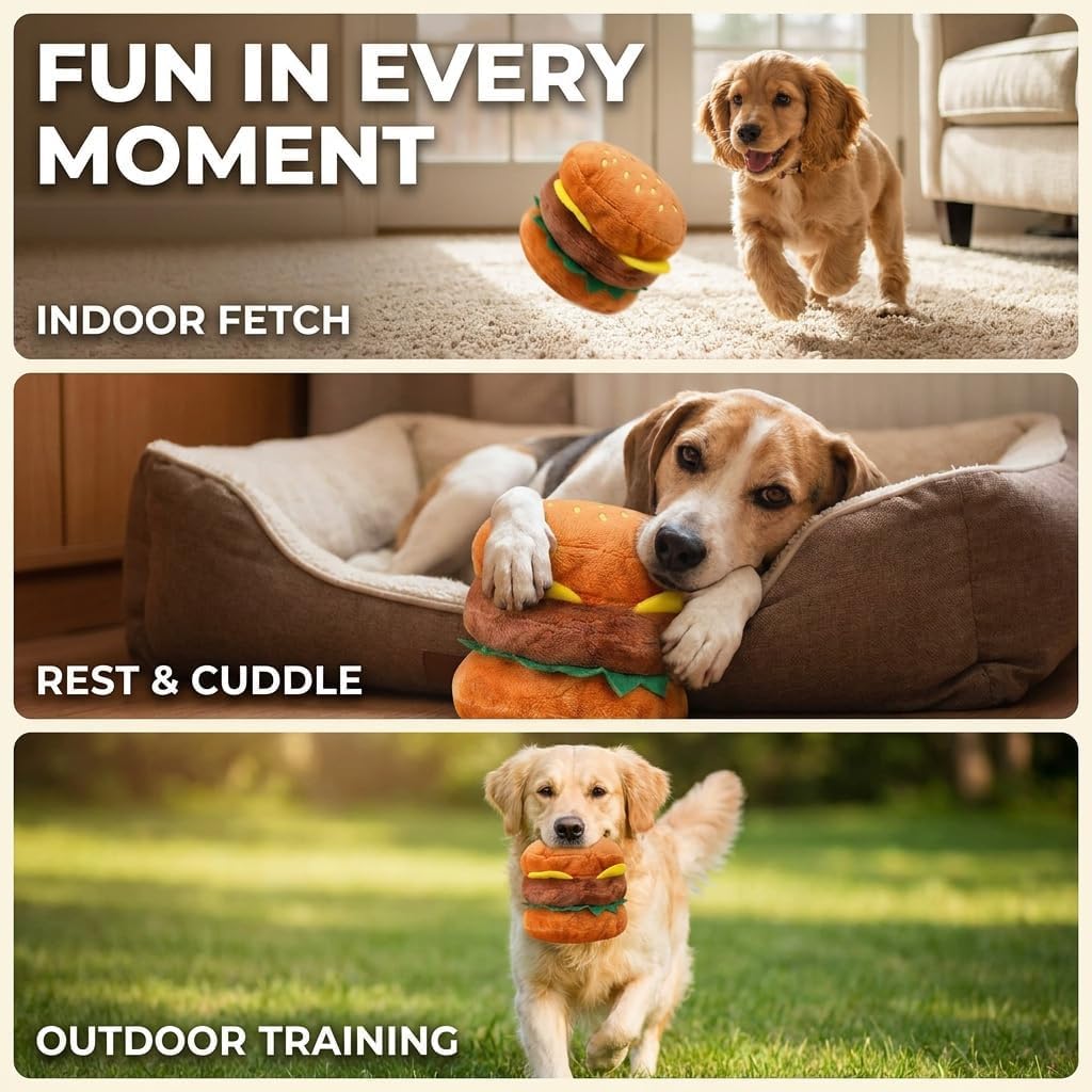 Hamburger Shape Dog Squeaky Toy S426042