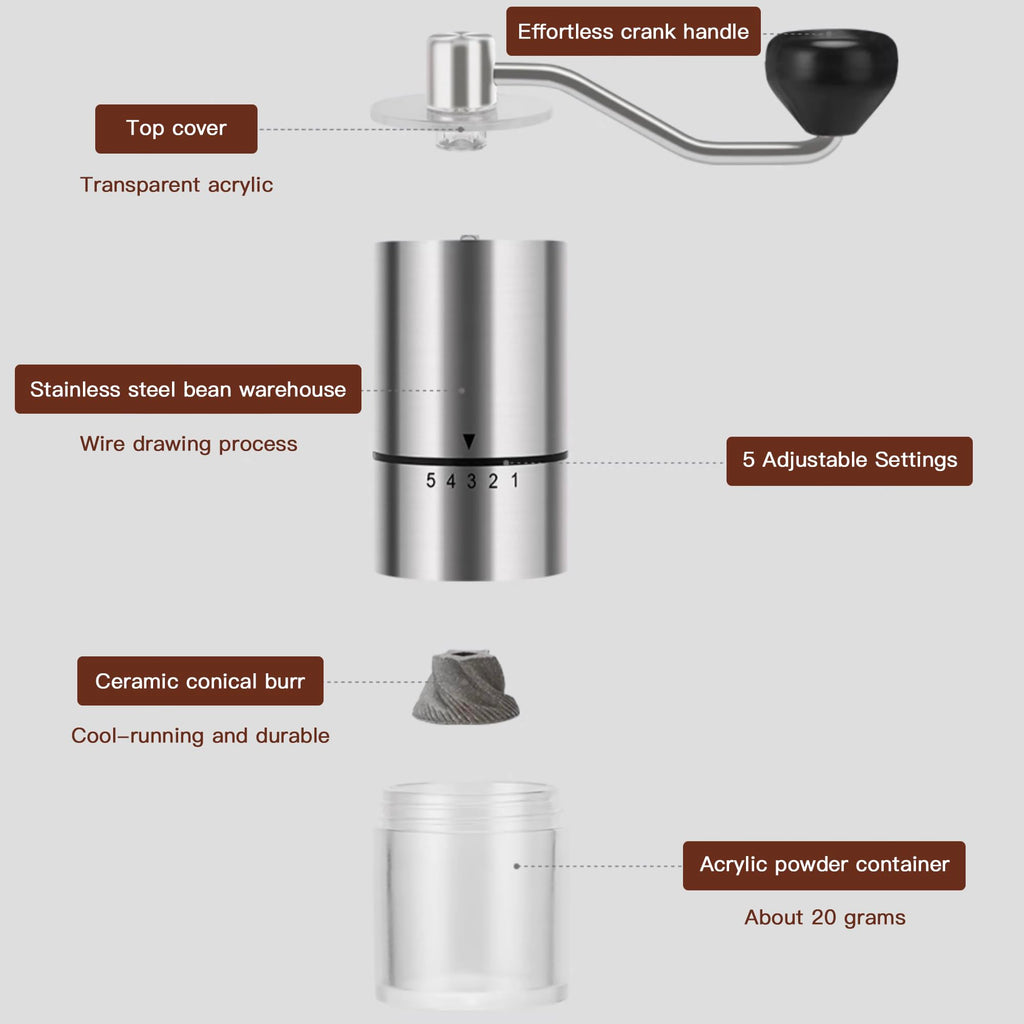 Manual Coffee Grinder with Ceramic Conical Burr H722