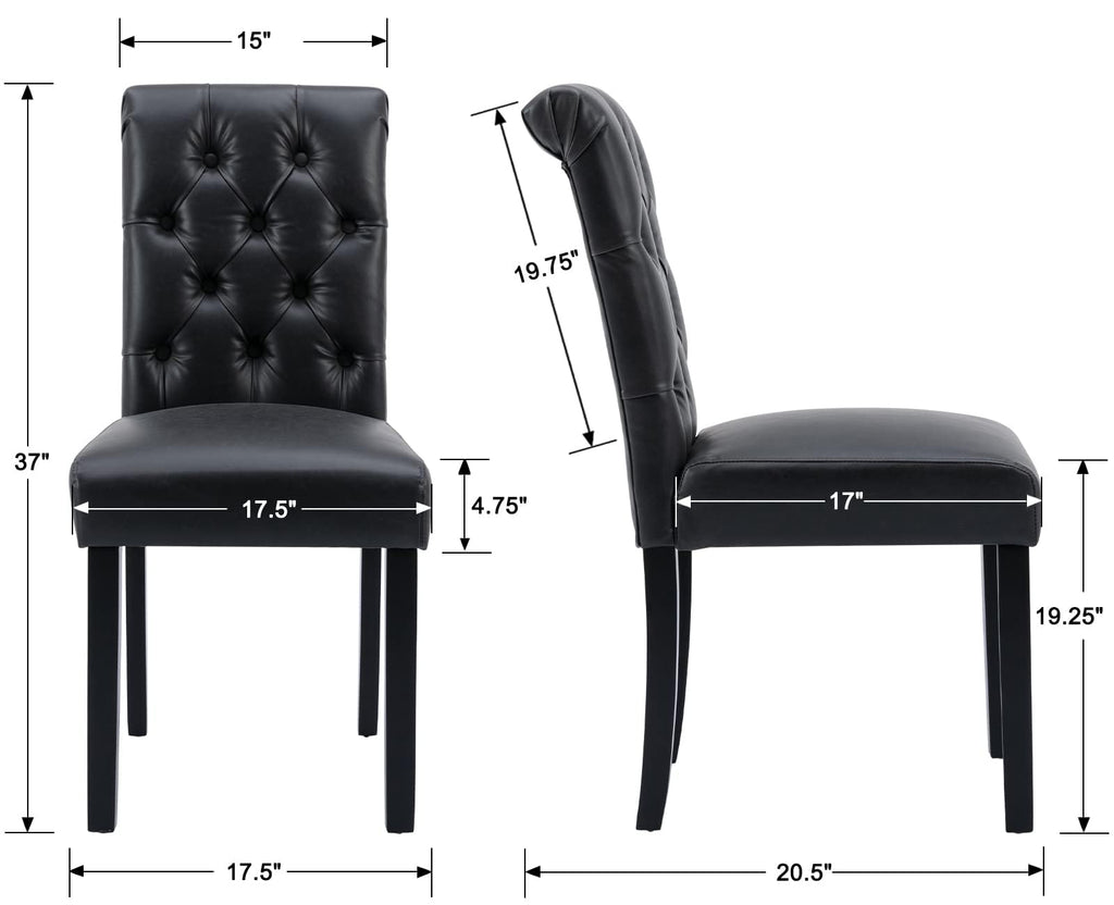 Black Set of 4 PU Leather Tufted Dining Chairs T891841