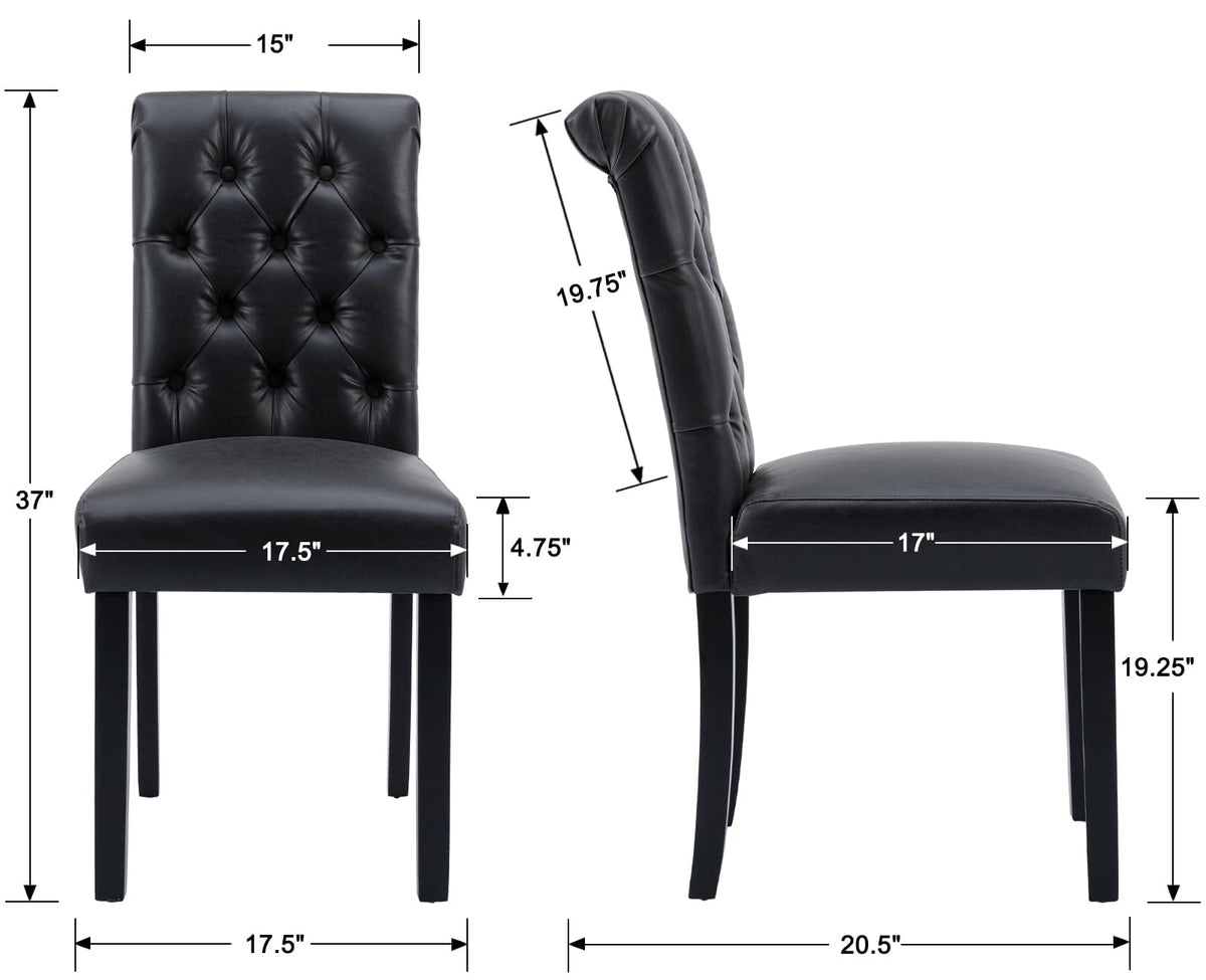 Black Set of 4 PU Leather Tufted Dining Chairs T891841