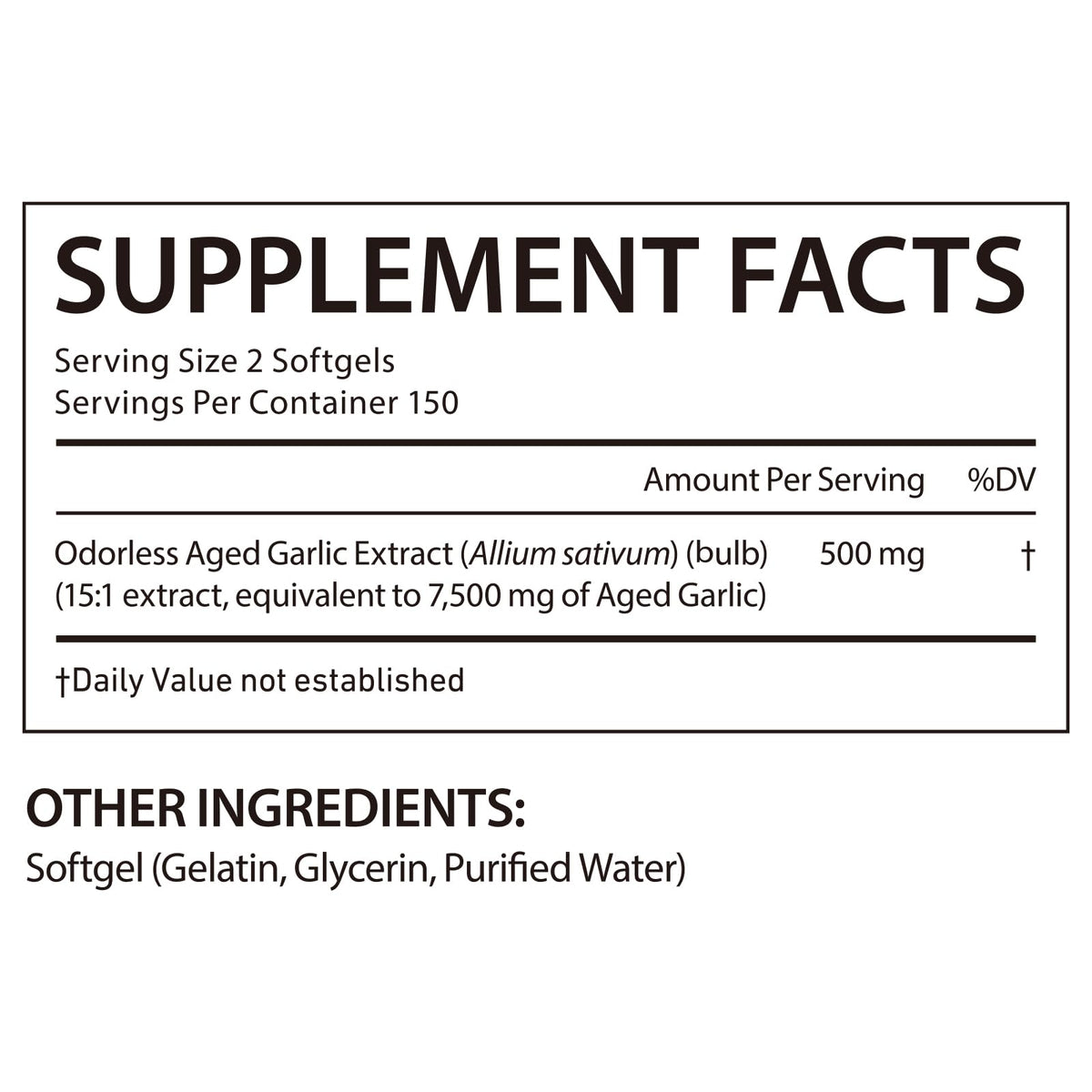 Odorless Garlic Softgels 7500mg 300 Softgels Y817550