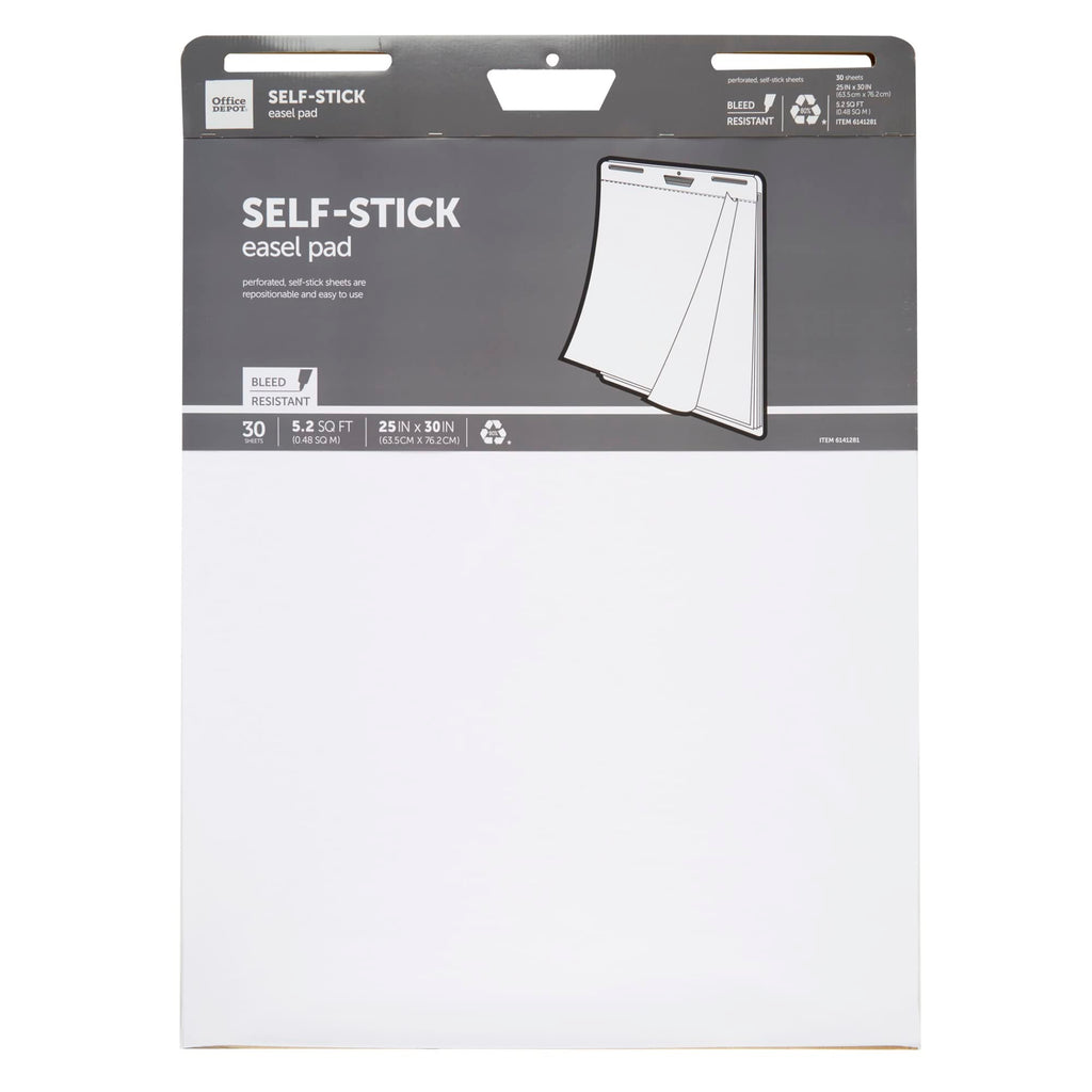 Self-Stick Easel Pad, 25" x 30", 30 Sheets, 30% Recycled, White J84909