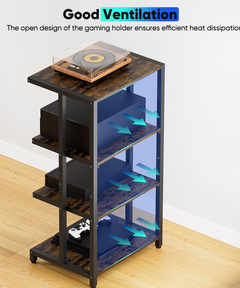 4-Tier Black Wooden Media Stand P455