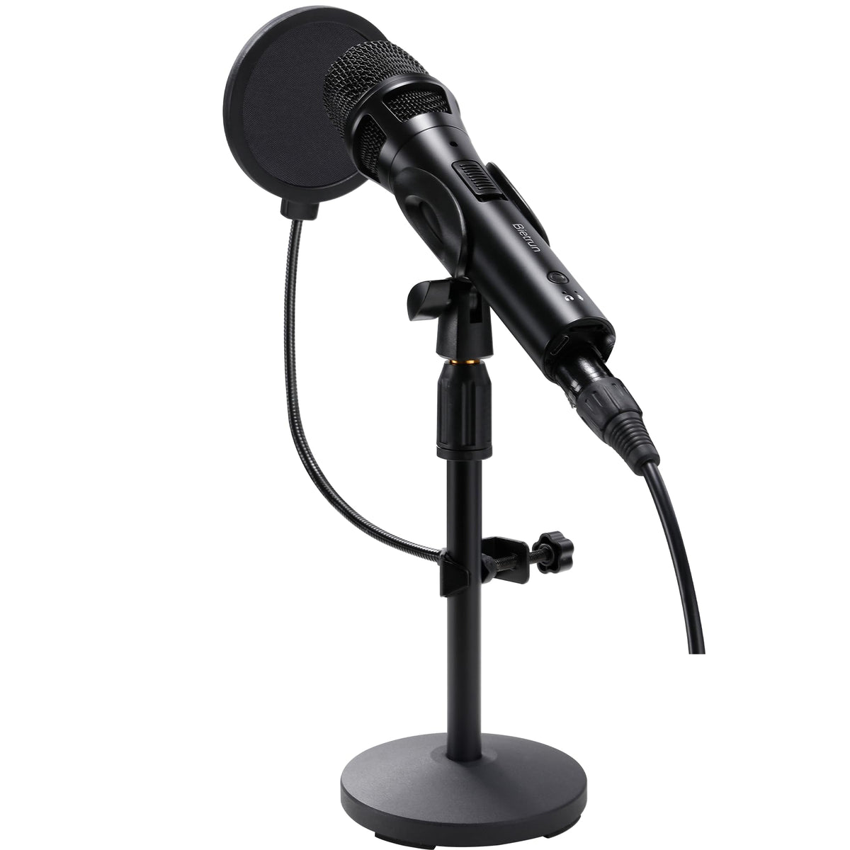 USB Dynamic Microphone with Desktop Stand, Pop Filter, Headphone Jack L223192