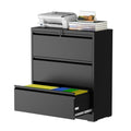 Black 3 Drawer Metal File Cabinet with Lock O690