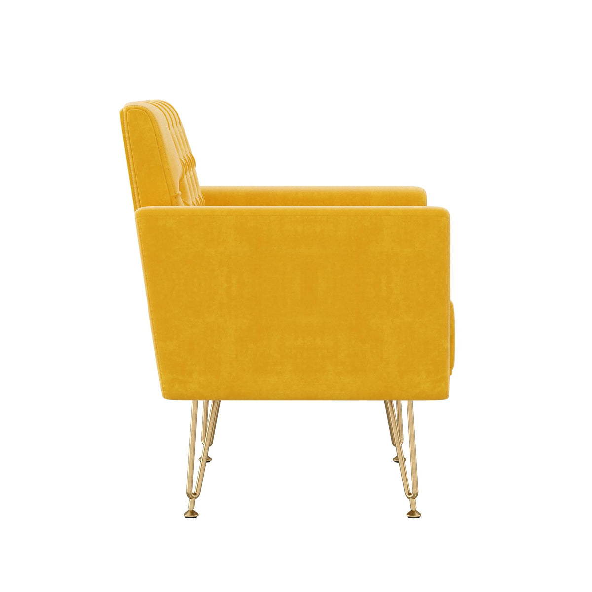 Velvet Single Sofa Chair with Tufted Back and Metal Legs L772616
