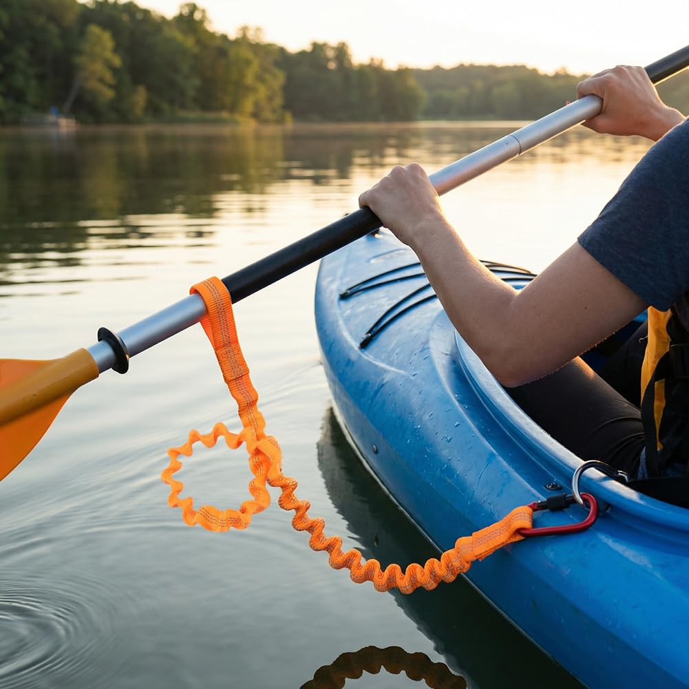 2-Pack Kayak Paddle Leash, 5-7 FT Stretchable Coiled Lanyard with Carabiner U7293