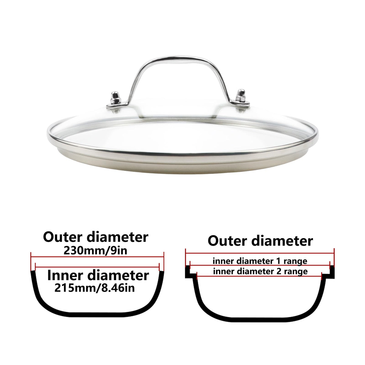 9" Universal Tempered Glass Lid Q98907