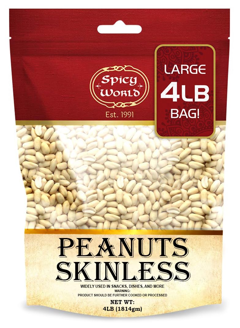 Blanched Raw Unsalted Skinless Peanuts 4 Pound E344888