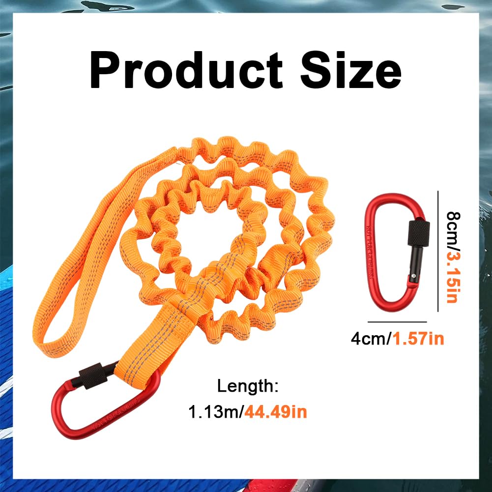 2-Pack Kayak Paddle Leash, 5-7 FT Stretchable Coiled Lanyard with Carabiner U7293