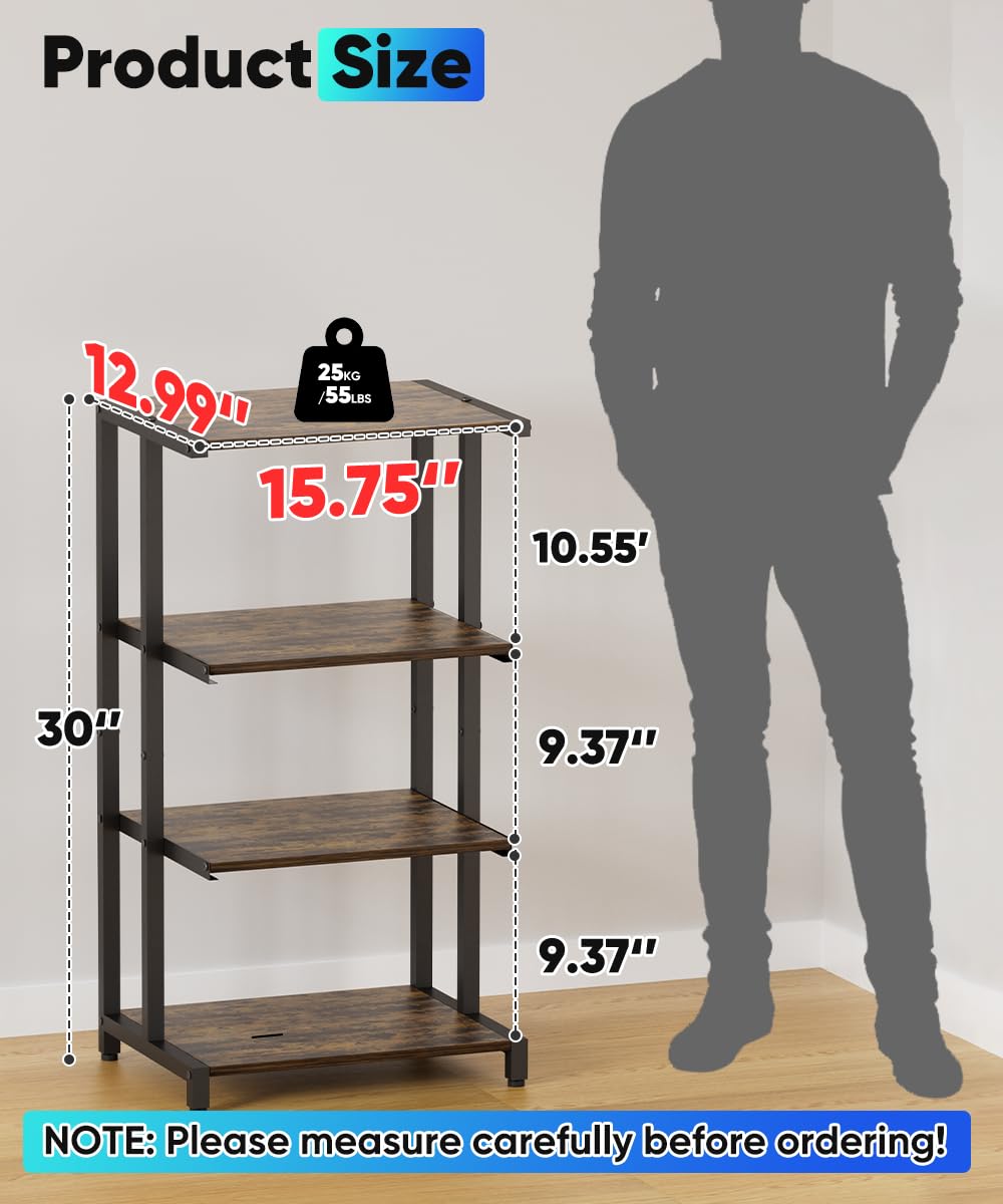 4-Tier Black Wooden Media Stand P455