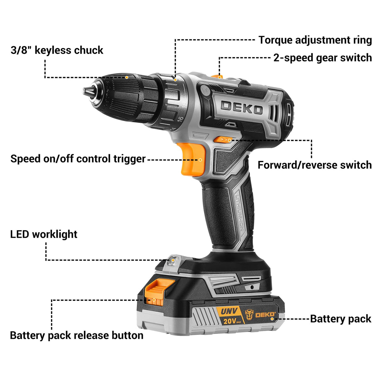 Cordless Drill 20V with Battery and Charger S90182