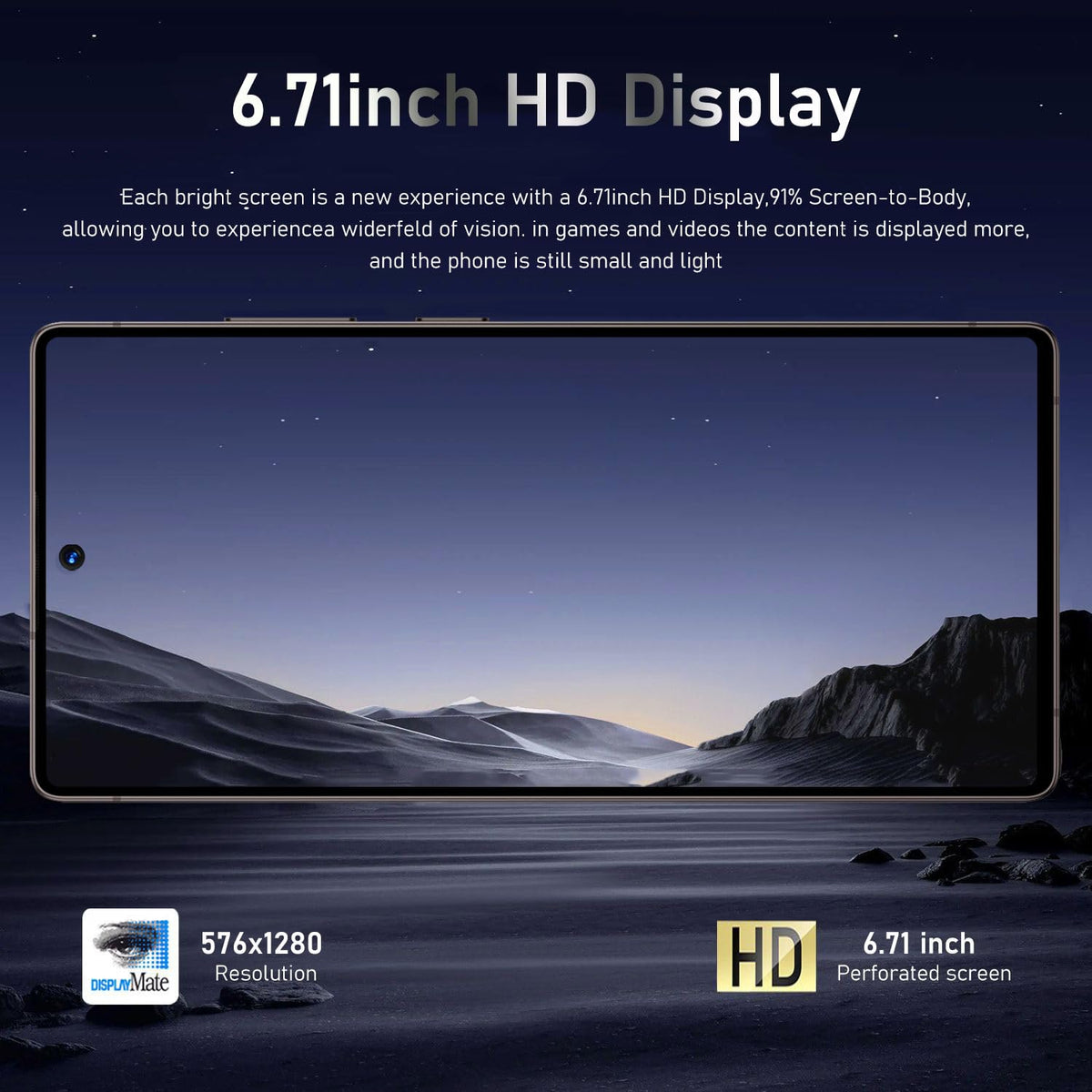 Unlocked Android Smartphone 6.71" HD Screen 2GB+16GB Black N96167