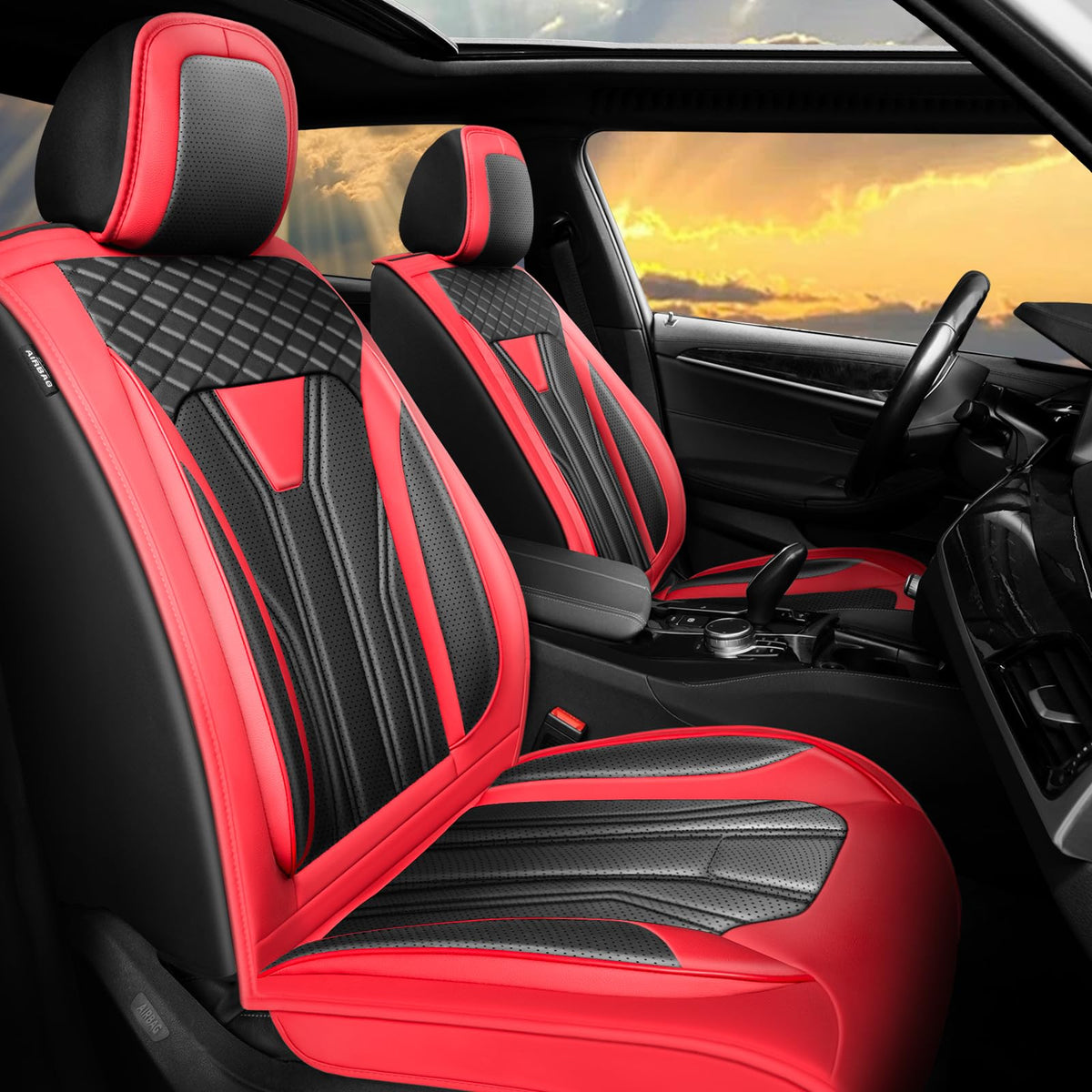 Red & Black Car Seat Covers Q244