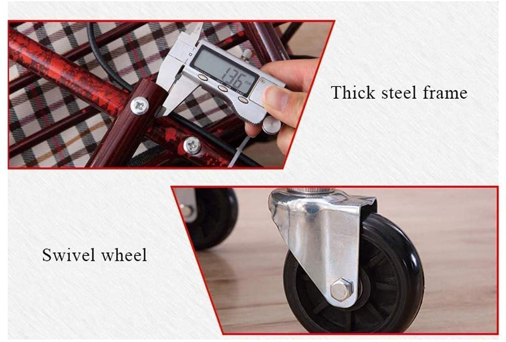 Folding Carbon Steel Rollator Walker Shopping Trolley A9774