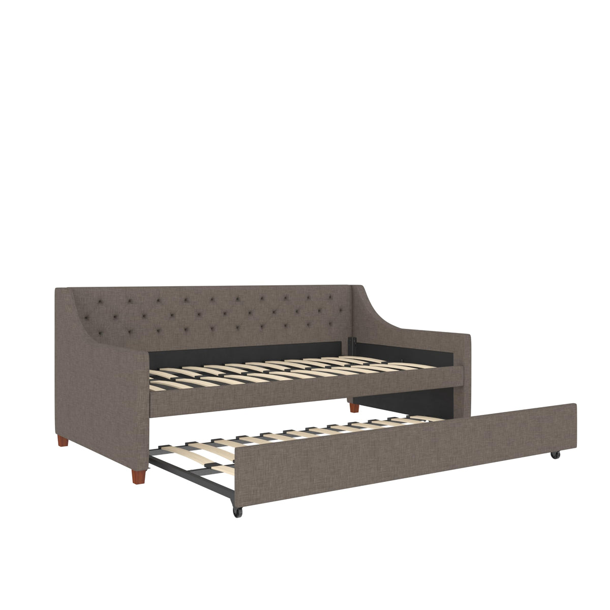 Grey Linen Twin over Twin Upholstered Daybed and Trundle Y832