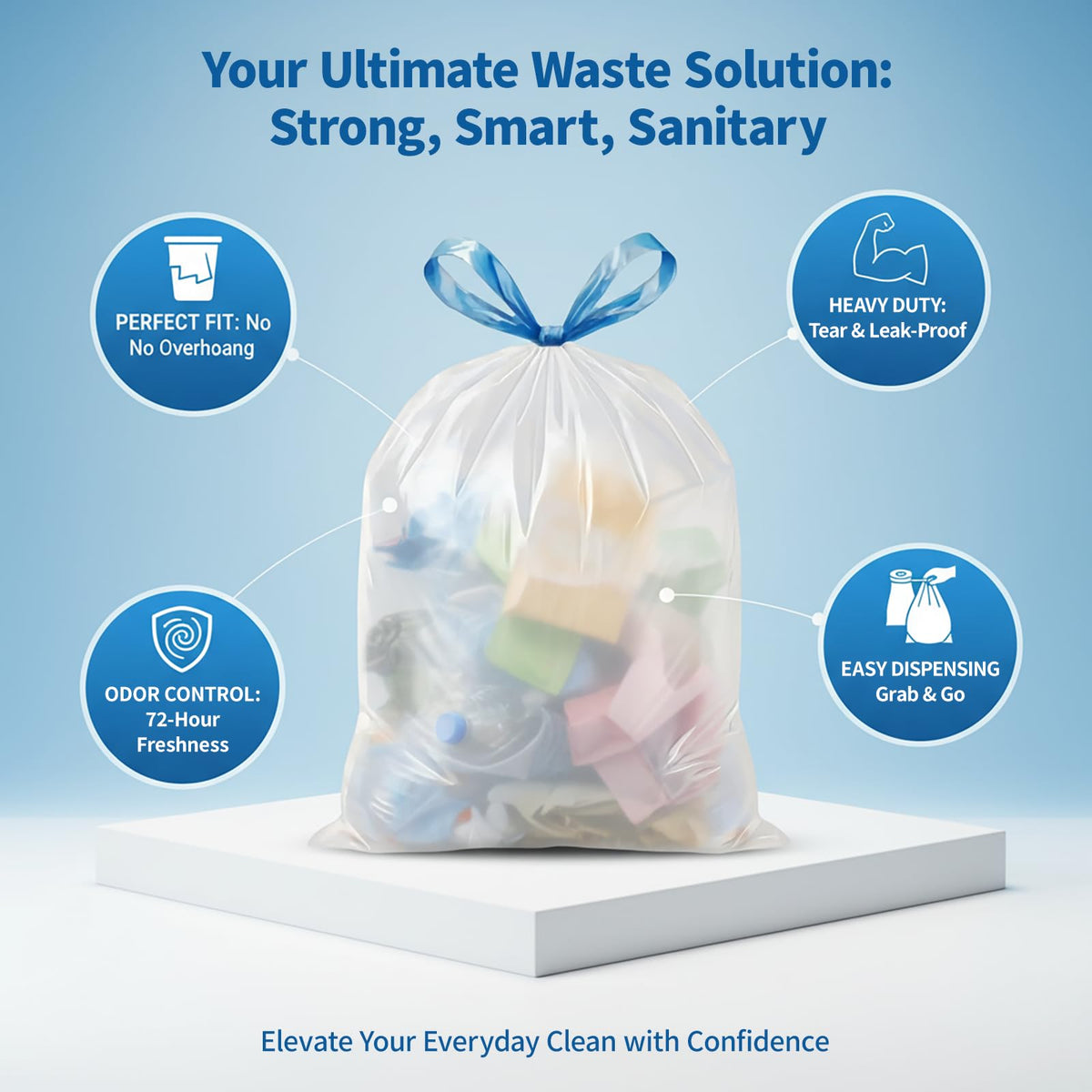4 Gallon Drawstring Unscented Trash Bags 120 Count T8416
