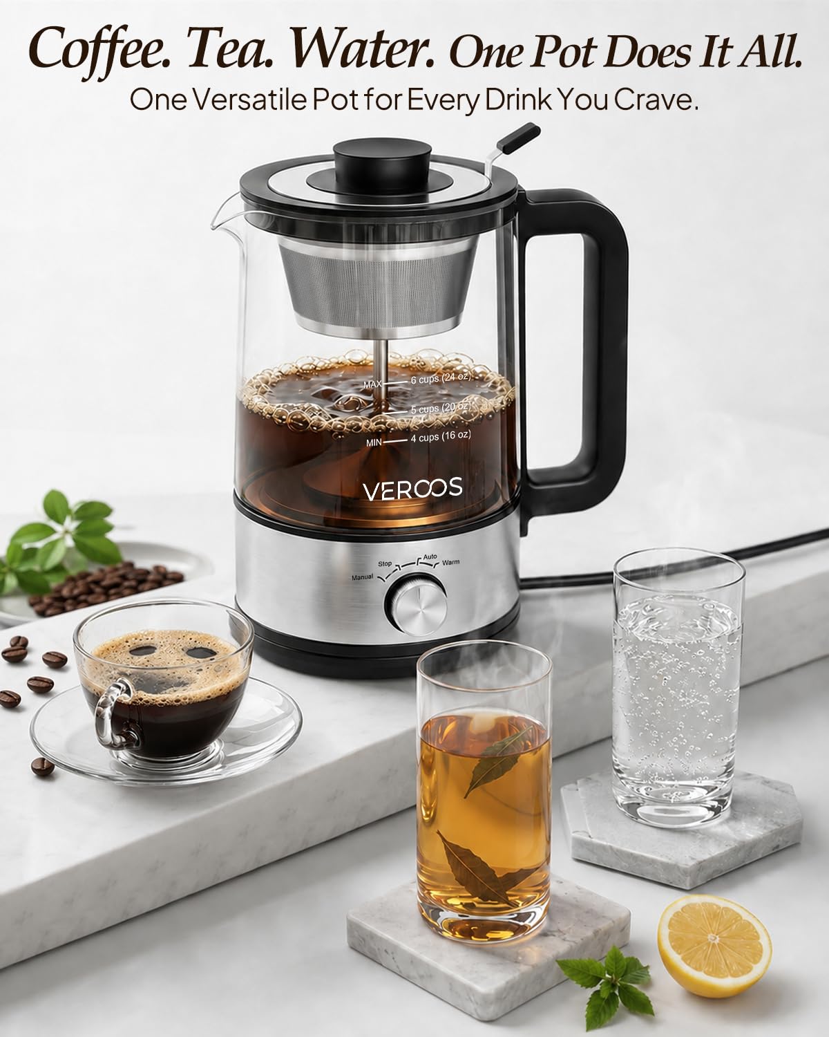 Electric 6-Cup Glass Percolator Coffee Pot A3447