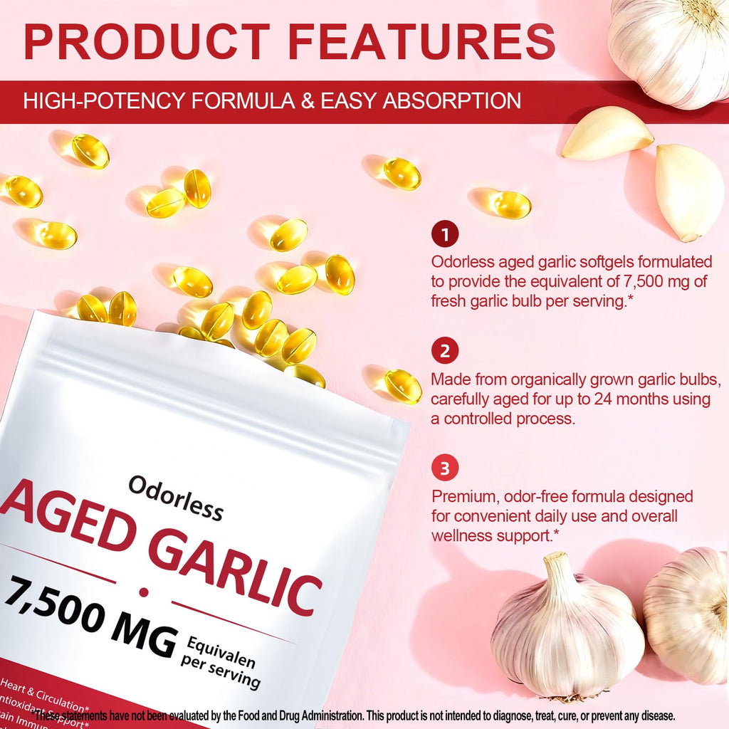 Odorless Garlic Softgels 7500mg 300 Softgels Y817550